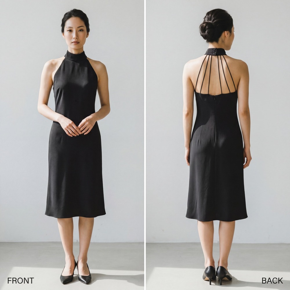 Jones Wear Dress Womens 8 Black Halter Neck Caged‎ Open Back Midi Cocktail Dress